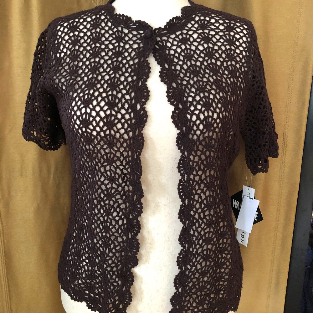 Madison Leigh Brown Crochet Cardigan